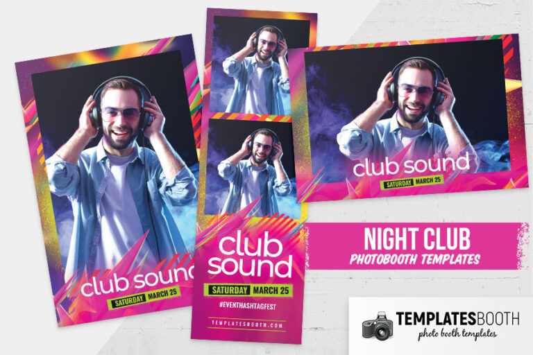 Night Club photo booth template preview with bold gradients and neon accents