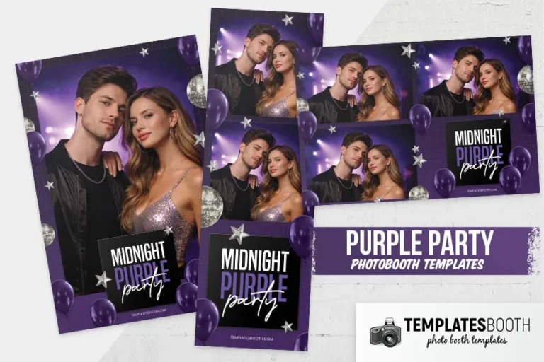 Purple Party Photo Booth Template photo booth print template
