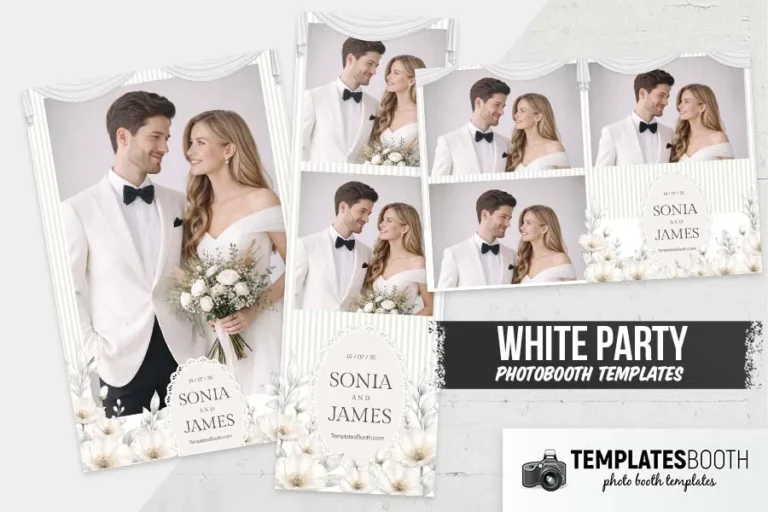 White Party Photo Booth Template photo booth print template