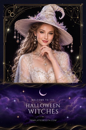 Halloween Witches 4x6 photo booth print template