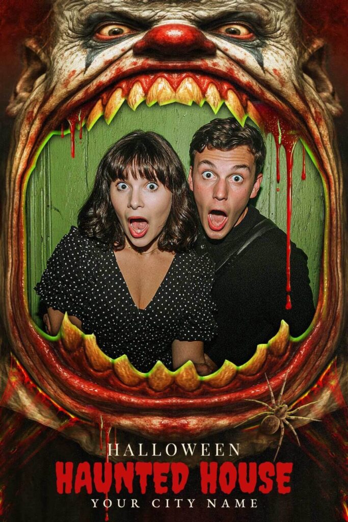 Haunted House Halloween 4x6 photo booth print template