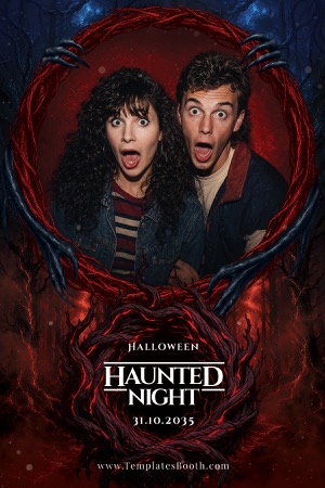 Haunted Night Halloween 4x6 photo booth print template