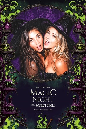 Magic Night Halloween 4x6 photo booth print template